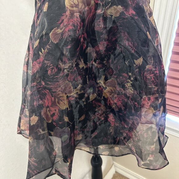 Lulu's Imagine Romance Dark‎ Floral  Organza Skater Dress Large whimsigoth fairy - Picture 3 of 10
